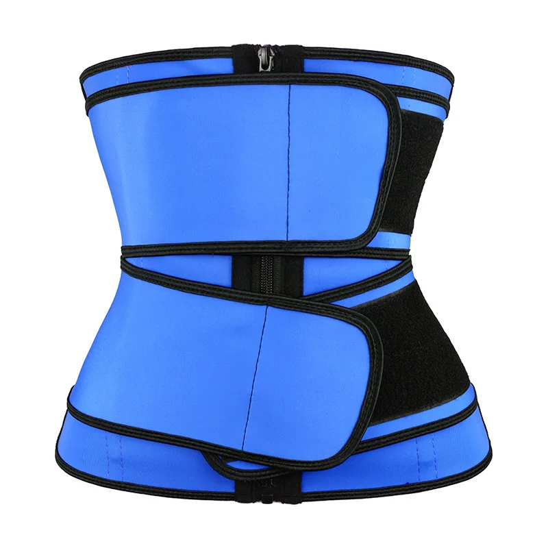 Luxsun 2021 Faja Wholesale Private Label Blue Purple 9 Steel Bone Double Strap Belts With Zip Latex Waist Trainer For Ladies