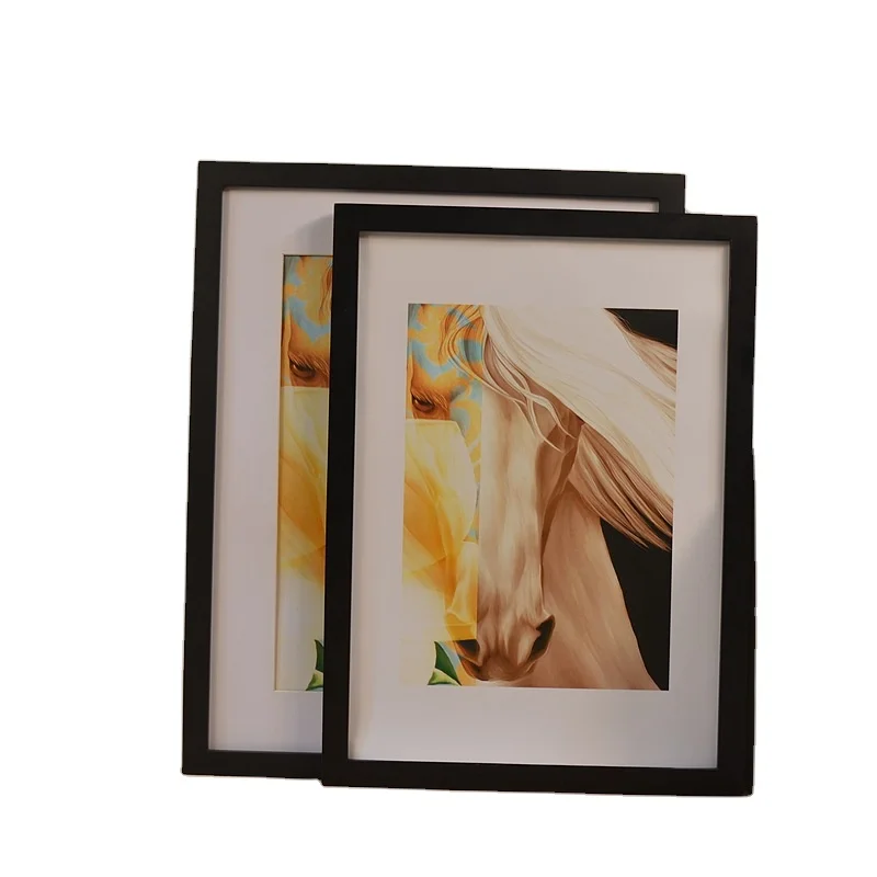 Photo Frame Black 8 inch 10 inch a4 Wooden Display Pictures Frame with Mat