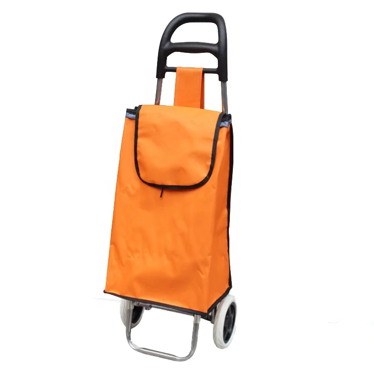 Hot Sale Reusable Supermarket Shopping Trolley Foldable Single Wheel Shopping Bag Cart With Large Handle