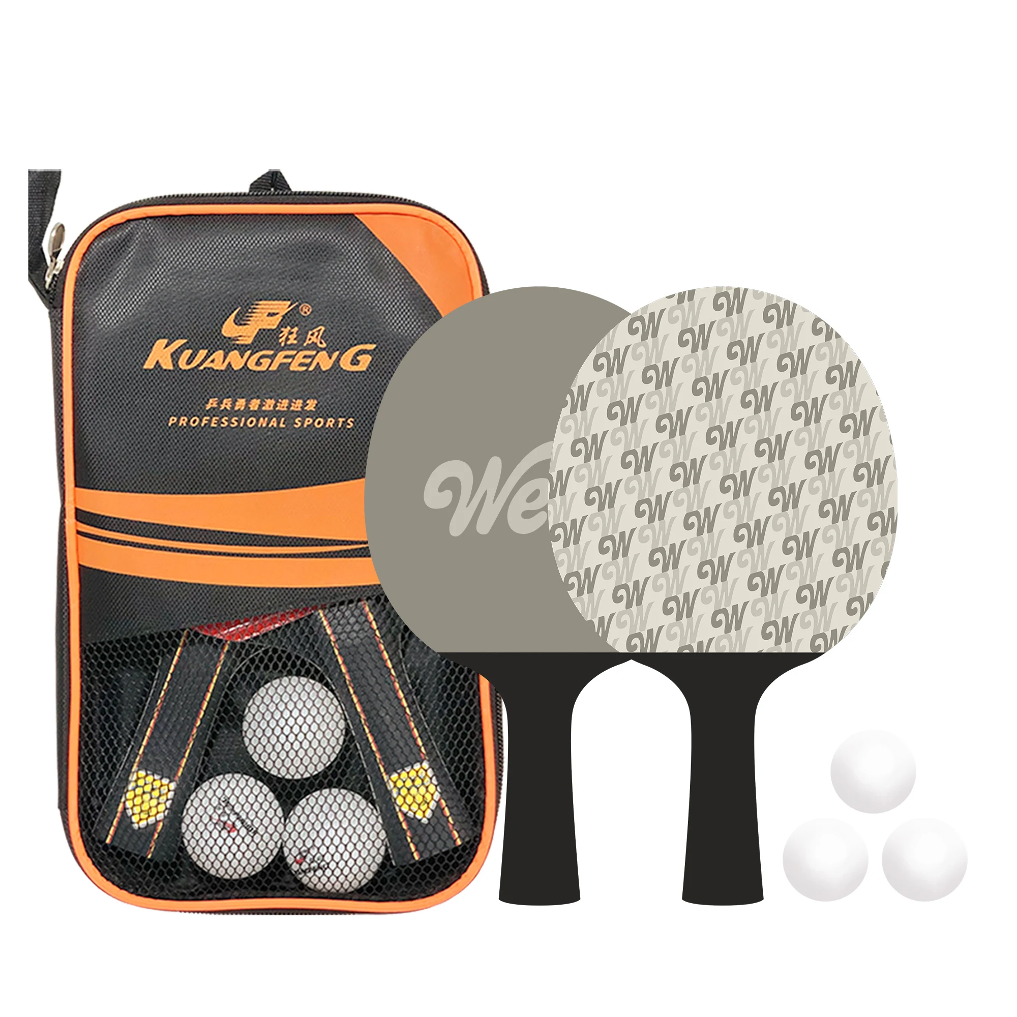 Table Tennis Bats With Customized Printing 2 Printing TT Rackets 3 ABS Balls As A Set