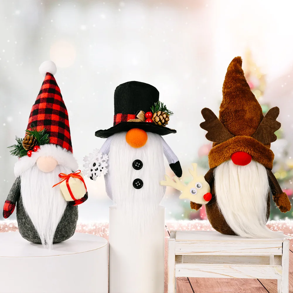 2021 Fashion Cute Santa Snowman Deer Shaped Doll Christmas Doll Christmas Tree Hanging Ornament 2022 standing Doll