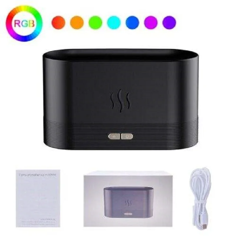 DQ701 3D Flame Humidifier Diffuser 180ML DQ701A Single Color RGB Colors Livingroom Bedroom Home Decor Light Aromatherapy