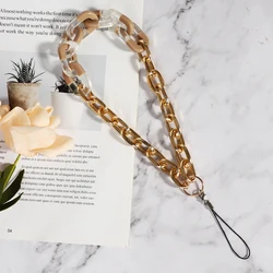 Acrylic gold link phone bead chain hippie phone straps lanyard charm hang phone bracelet chain