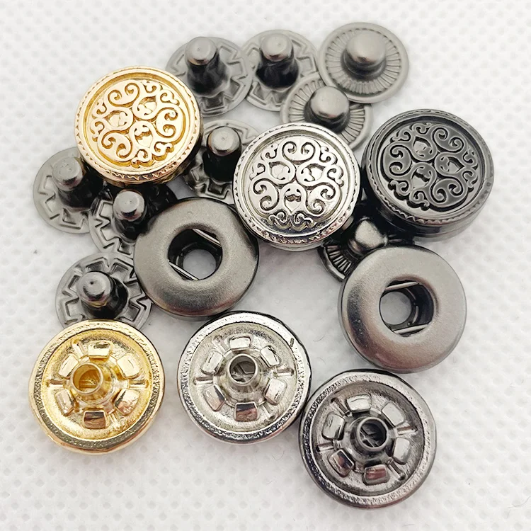 Fashion design engraved Custom Metal logo Snap Buttons For bags