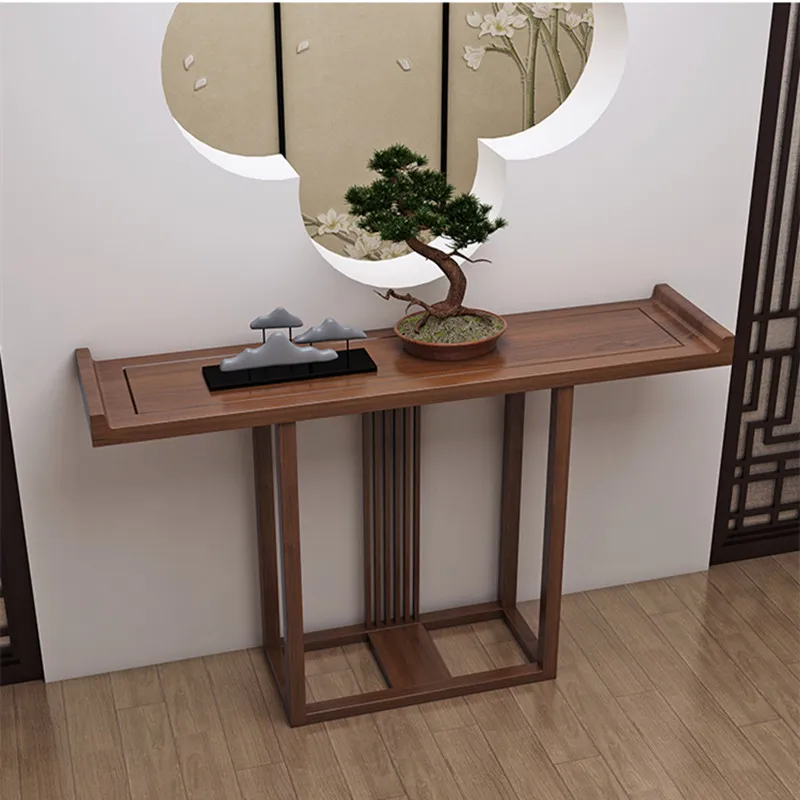 
New Chinese Style Entrance Table Against The Wall Modern Entry Narrow Table Simple Solid Wood Retro Entrance Hall Case 