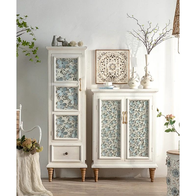 Essent Living Room Furniture Countryside Solid Wood Modern Vintage Furniture White Living Room Sideboard Accent Cabinet Nordic