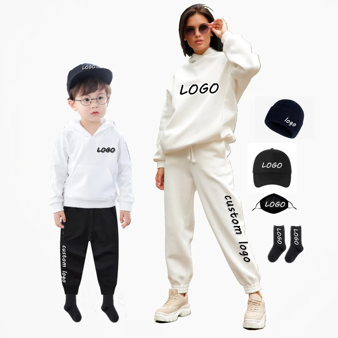 Free customization of women hooded    + pants two   autumn and winter suit  +  kid clothing sets  + men clothing sets