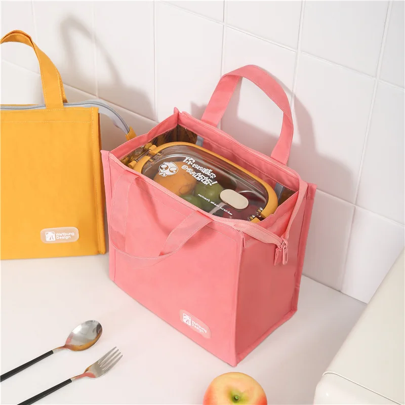 Factory Price Office insulated tote lunch Bag Custom Simple Waterproof Insulated bag with Leather Handle for picnic