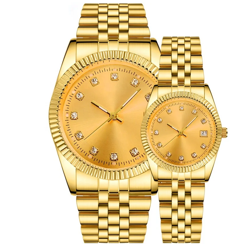 Моды он-лайн Продажа наручные часы большой Роскошные Кварцевые часы унисекс ремешок для наручных часов из нержавеющей стали для влюбленных наручные часы