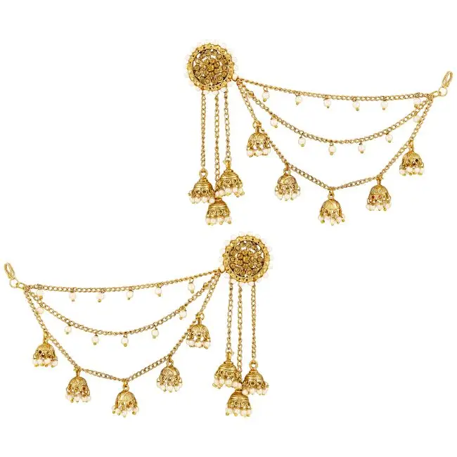 Bahubali Wholesale Indian traditional Wedding Earring Gold Plated Silver Pearl Gemstone Earrings