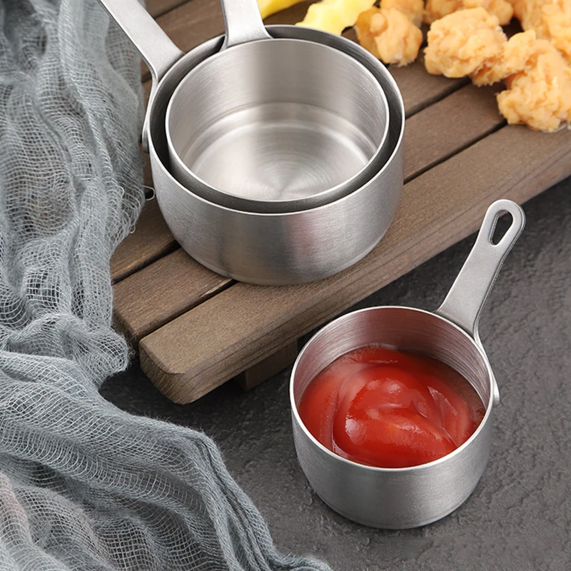 Mini Cup Container for Serving Milk Coffee Cream Salad Dressing Stainless Steel Gravy Pourer Dish Salad Dressing Server