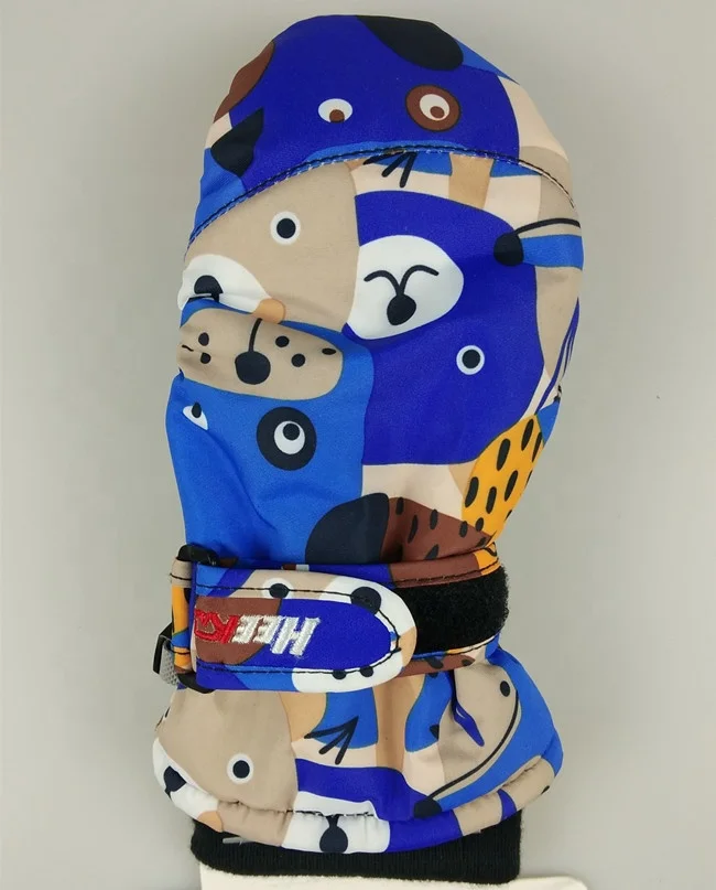 Детские зимние теплые лыжные варежки с мультяшным принтом