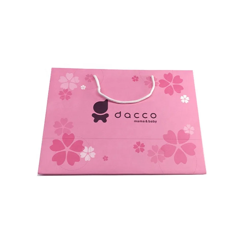 Customised Cloth Boutique Cardboard Packaging Brand Matte Cheap Pink Gift Paper Bag with Your Own Logo For Small Business