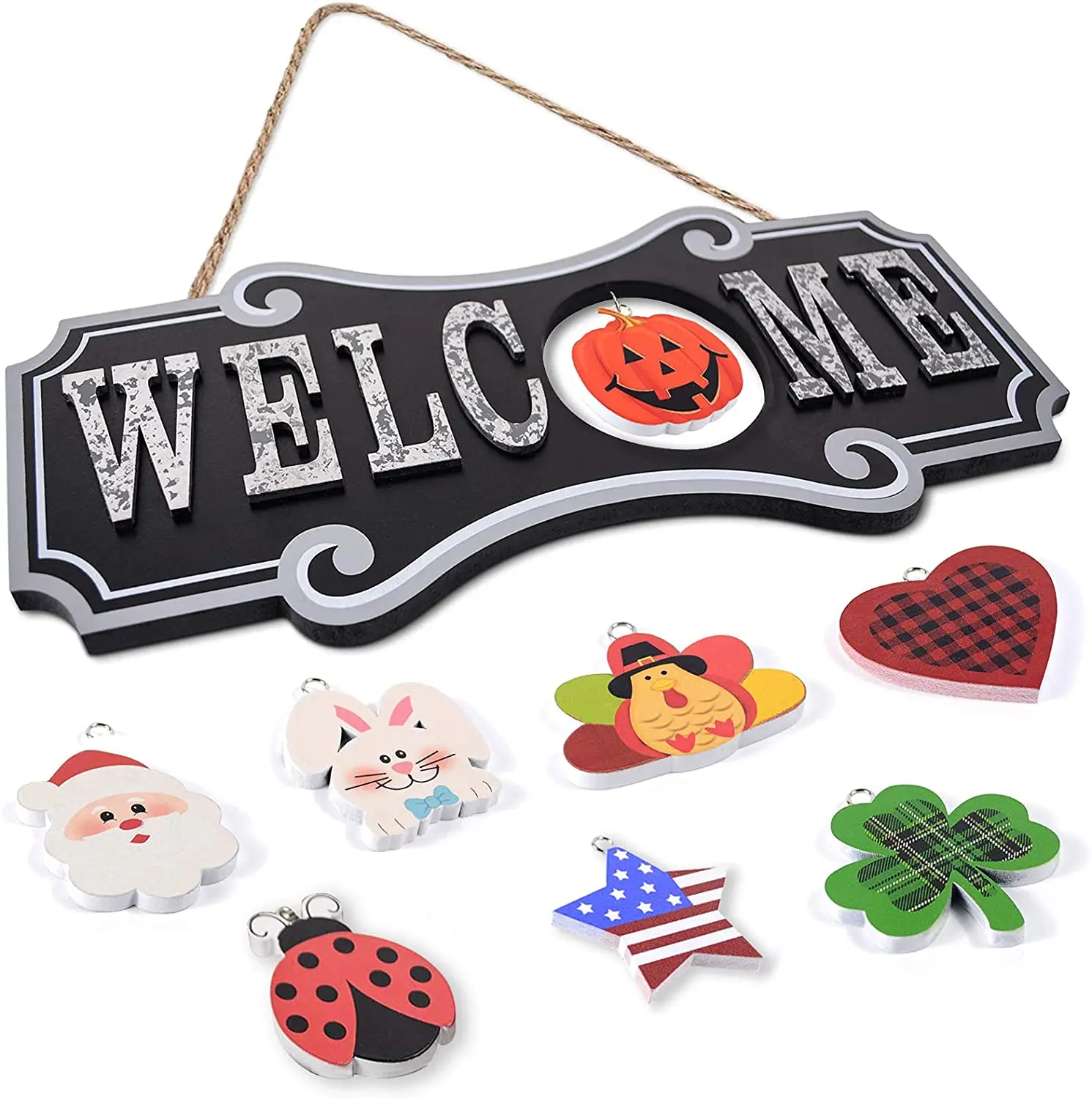 H-077 Заводская дом деревянный Добро пожаловать в деревенском стиле в винтажном стиле; С указательной надписью со сменными значки для двери крыльцо Декор