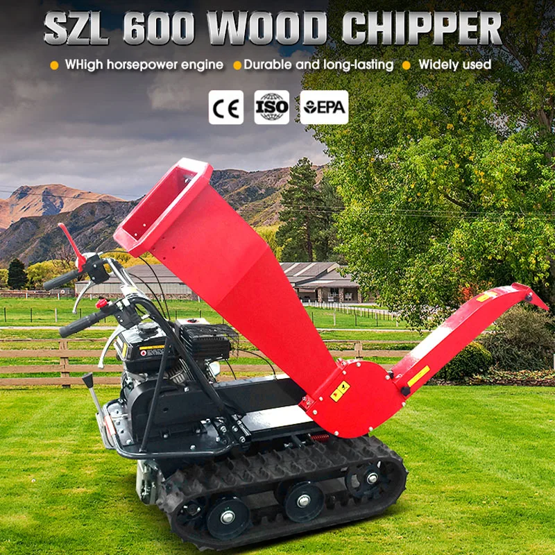 New Arrival Mobile Wood Chipper Garden Leaf Shredder with Drum Brush Low Cost Factory Price Supplied by China Engine Gasoline