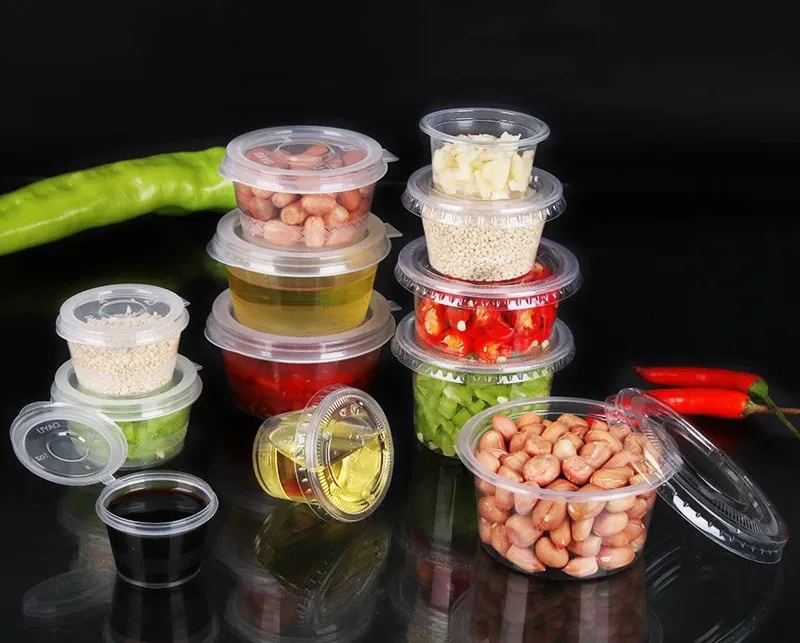 4oz Jello Shot Cups Condiment Pudding Cups sauce dipping Salad Dressing Container Disposable Mini Plastic Cup with lid
