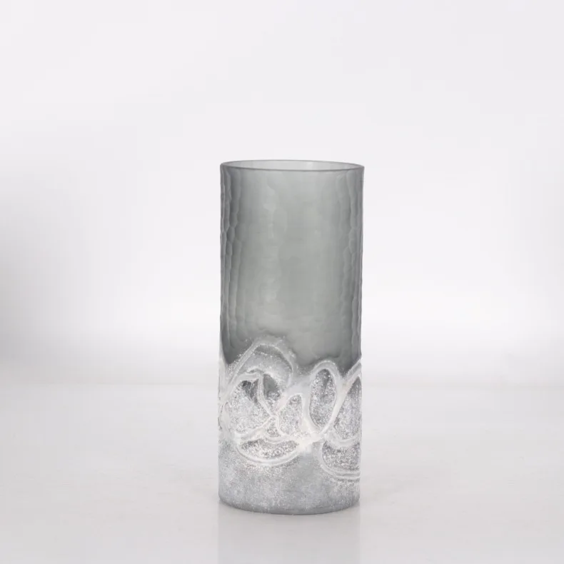 Modern Simple Light Different Size Cylinder Luxury Murano Glass Flower Casting Home Decor Vase For Home Decoration Living Room