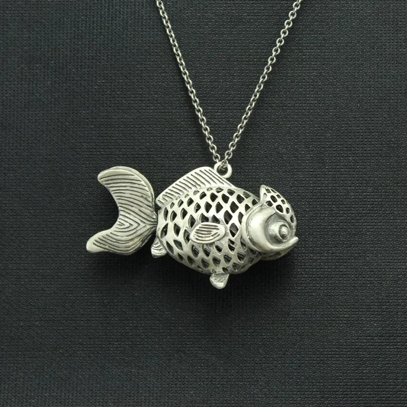Wholesale marcasite 990 sterling silver carp pendant fish necklace
