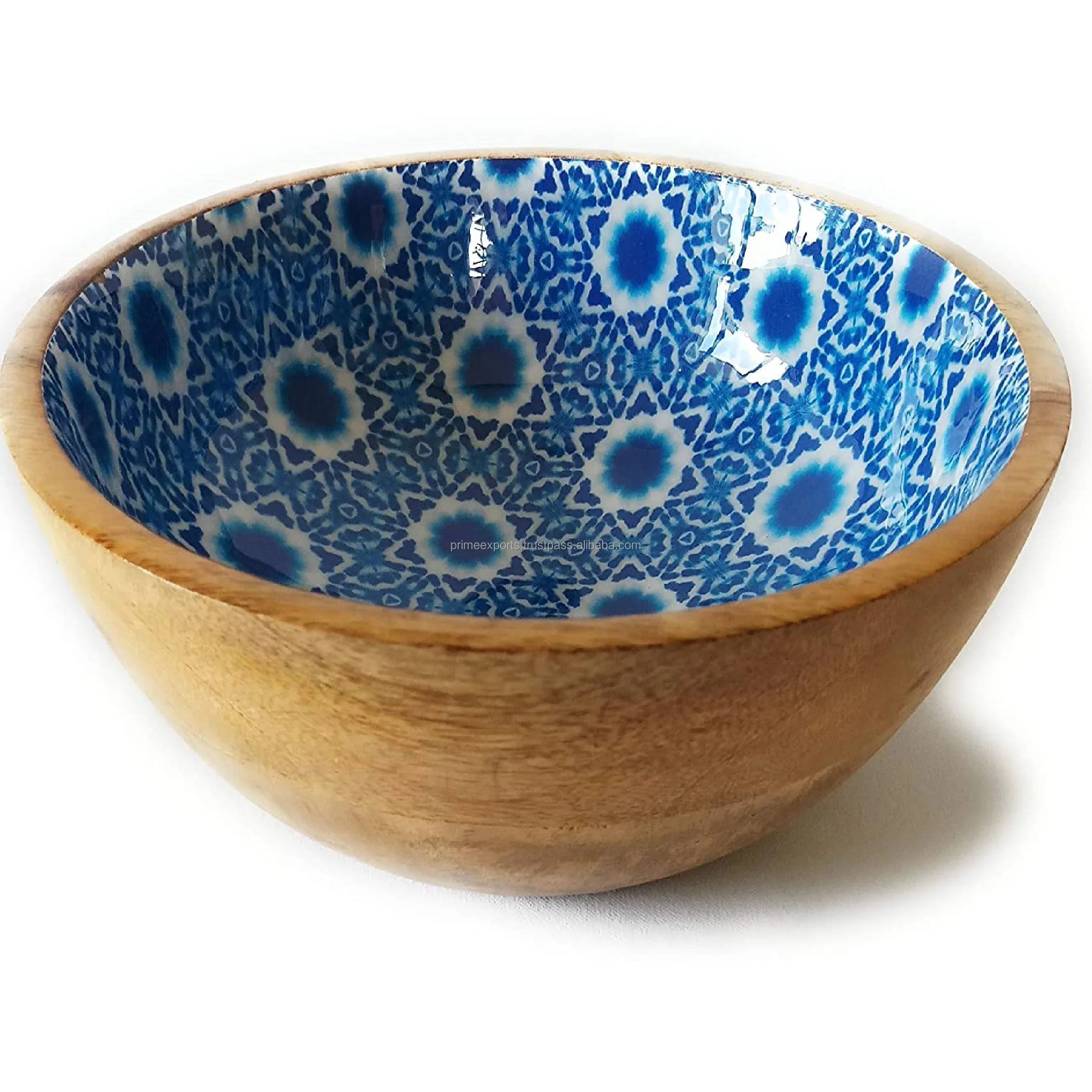 American and European style modern look enamel and sticker printed wooden bowls for serving and decor wedding sand events bowls