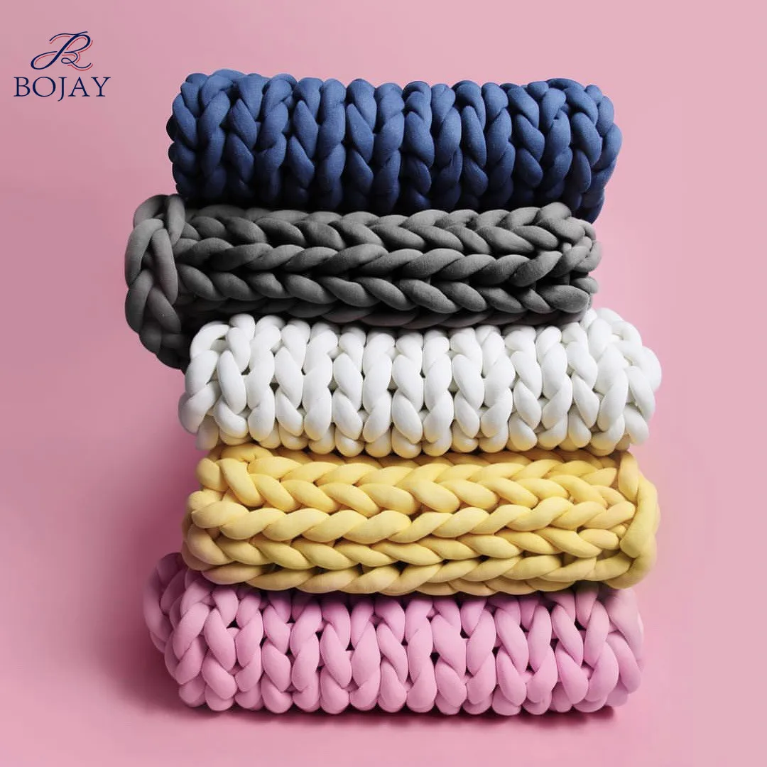 Бархатное вязаное одеяло в форме трубки, ручная работа, крупный вязаный тяжелый плед для взрослых, детей, для сна, стресса или домашнего декора