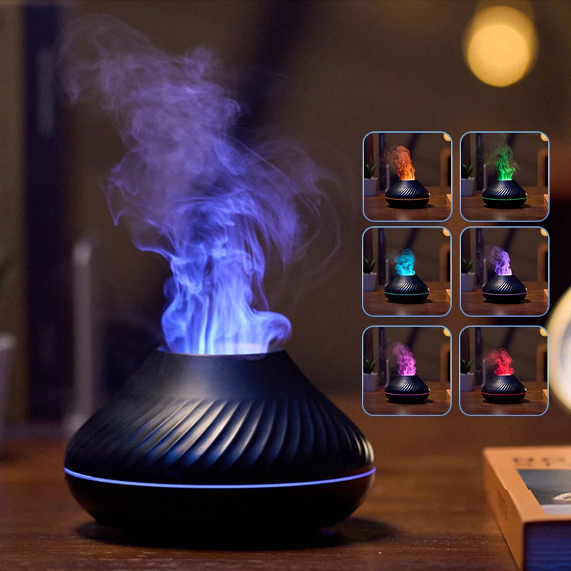 2022 New Design Aromatherapy Machine Humidifier Aroma Diffuser 130ml Car Humidifier Usb Portable Flame Aromatherapy Machine