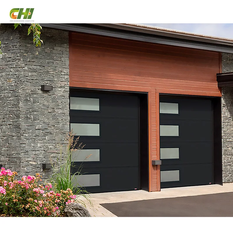 CHI Modern Design 16x8 Aluminum Alloy Sectional Folding Garage Door Automatic PU Foam Sandwich Panel Garage Door