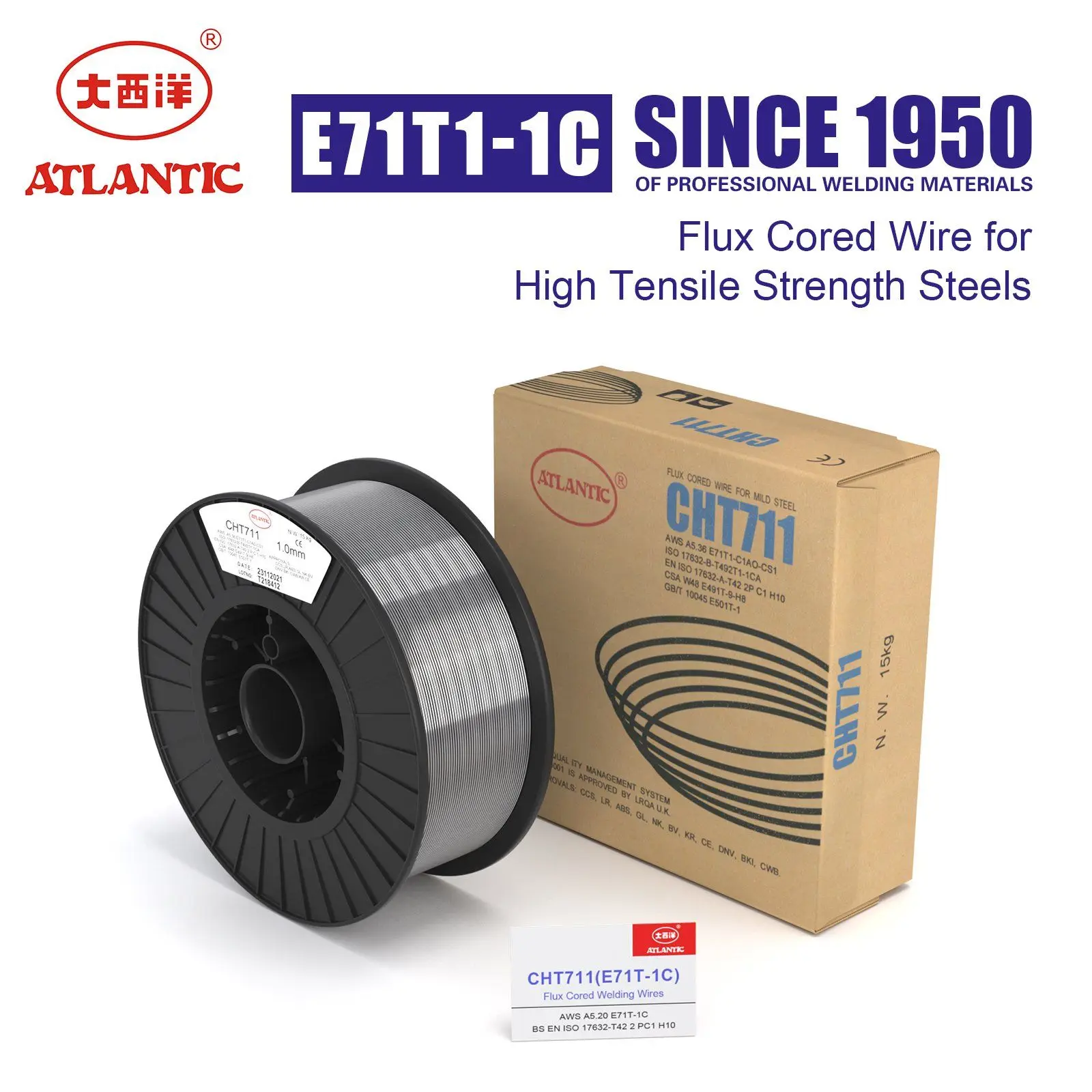 Заводская компания Atlantic OEM ODM 15 кг/катушка Cht711 1 2 мм/1 6 мм E71t-1c флюсовый сердечник