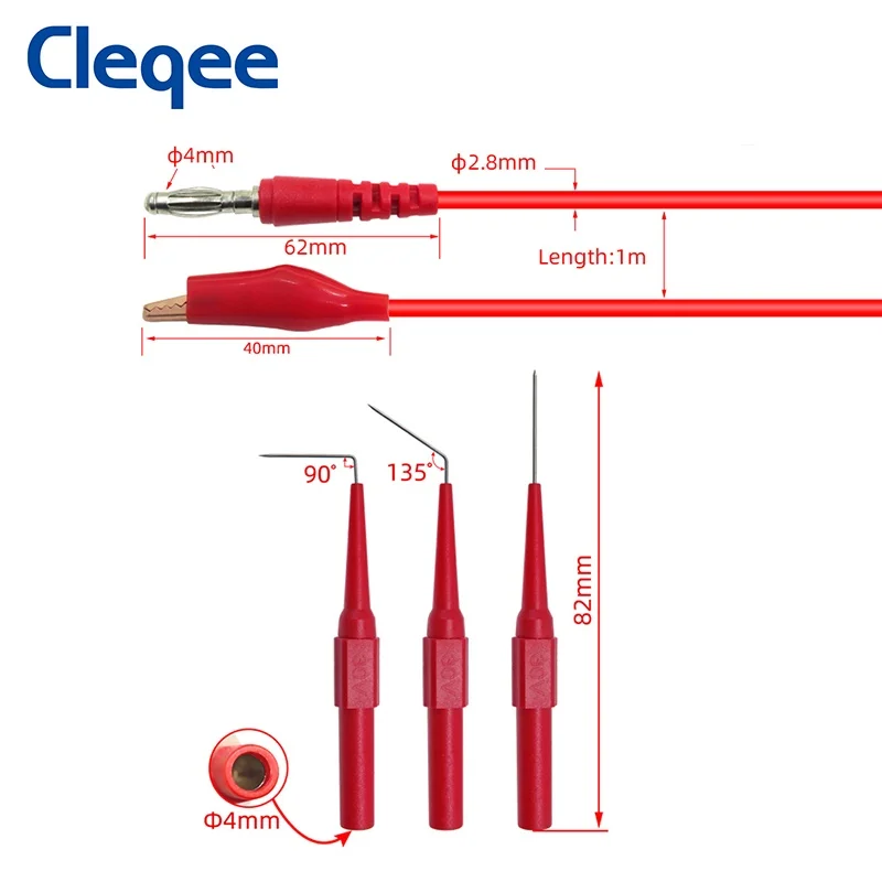  Cleqee-1 P1920 защищенный зажим «крокодил» «банан» к вилке типа привести тестовый щуп подключить до 4 мм контрольные выводы вилки «банан для электрических задняя крышка зонда