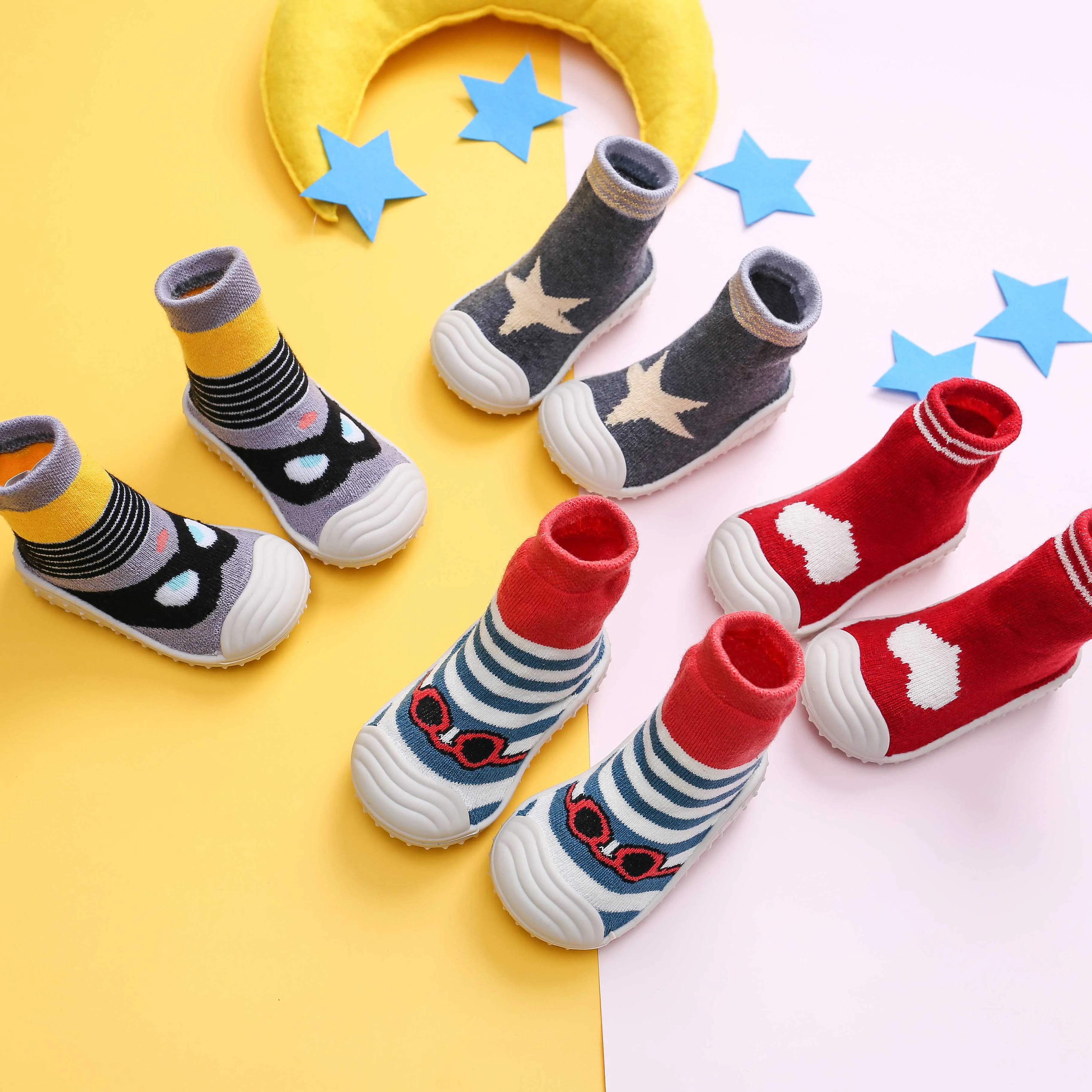 Boys Girls Non-slip Soft Rubber Sole First Walker Cotton Knitted Infant and Toddler Shoes Baby House Shoes