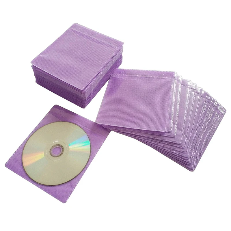 Custom Color Logo Design Premium Thick Non-Woven Material Double-Sided Refill Plastic Holder Sleeve Sleeves For CD DVD
