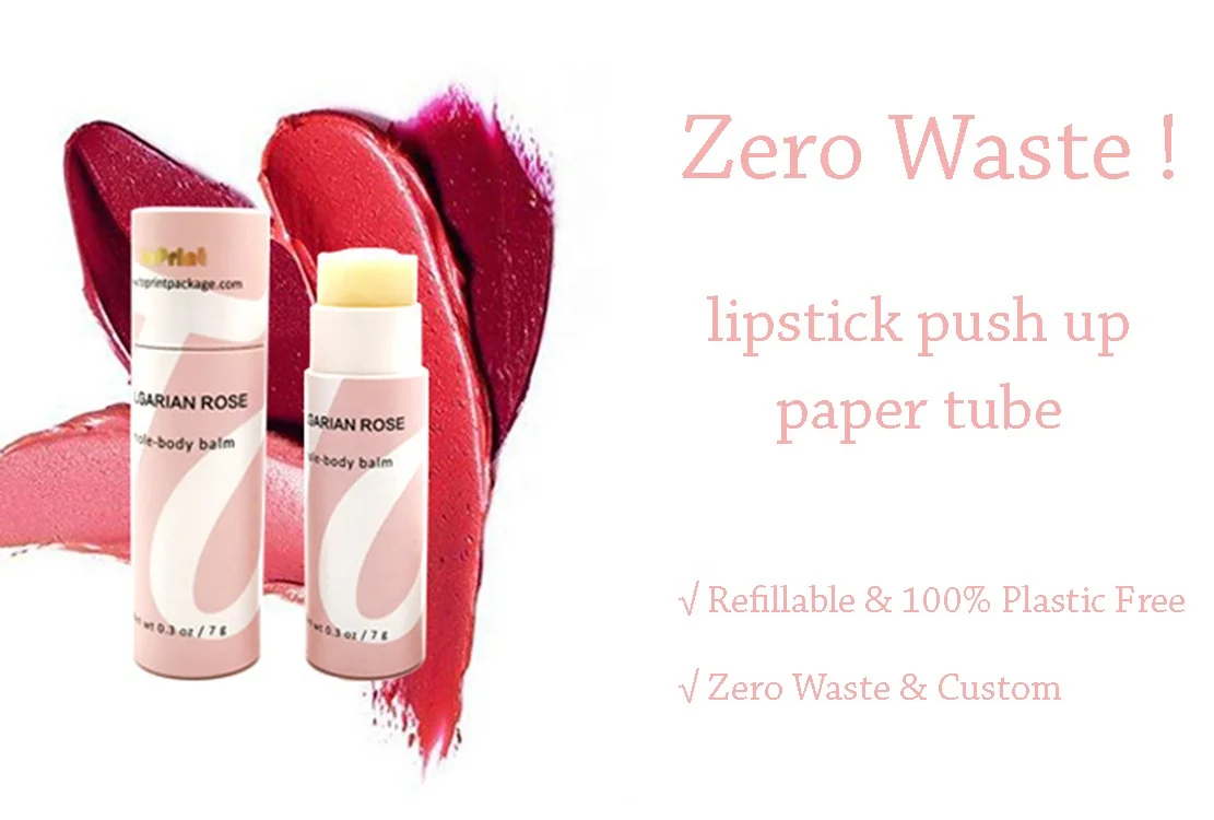 Custom Eco Friendly Paperboard Lip Balm Containers Lipbalm Push Up Lipstick Packaging Carton Paper