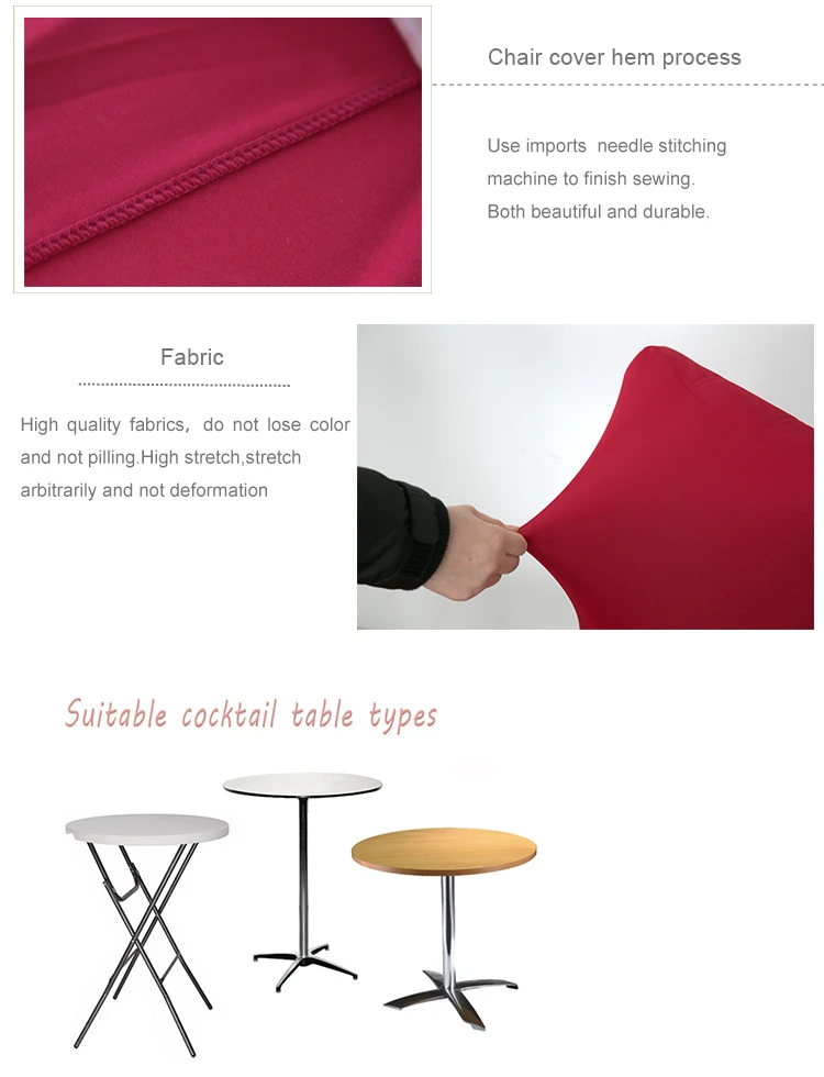 Stretch 30inch by 42inch folding fitted cocktail table cloth overlays  highboy cover designs for wedding parity events