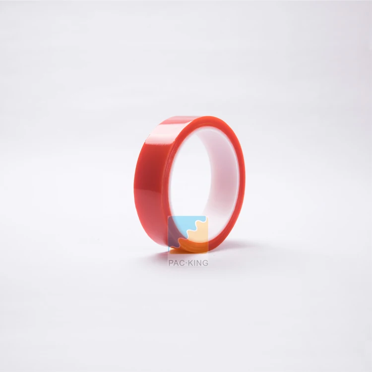 Factory Custom High Temperature Resistance Transparent Adhesive Red Film Double Sided PET Adhesive Tape Jumbo Roll