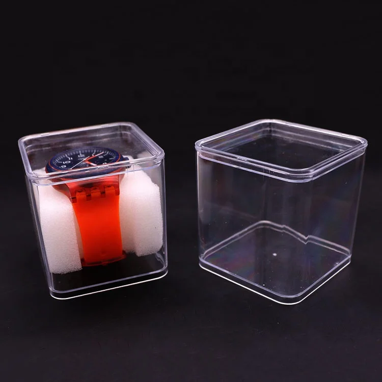 Watch Boxes & Cases Travel Jewelry Watch Box Transparent Mechanical Quartz Custom Logo Square Plastic Customized Logo PS 100 Pcs