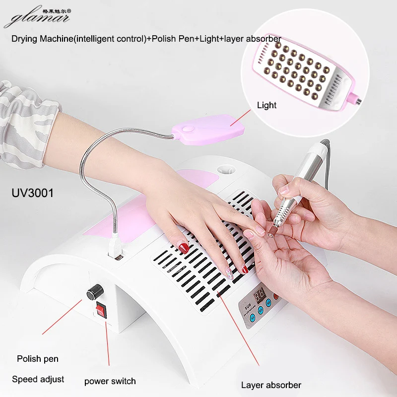 Multi-functional 60W LED UV Lamp Secadores De Unhas Electric Nail Drill Polisher Machine