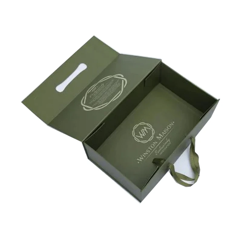 Factory Wholesale Recycled Coffee Tea Rigid Book Shape Folding Magnet Box With Handle