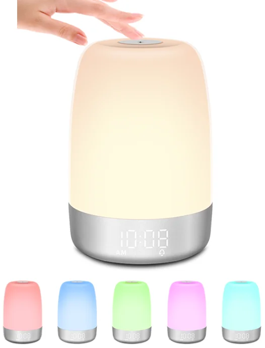 GreatRoc 2021 hot sale Factory Supply LED Colorful Change Alarm Clock  wake up light sunrise alarm clock