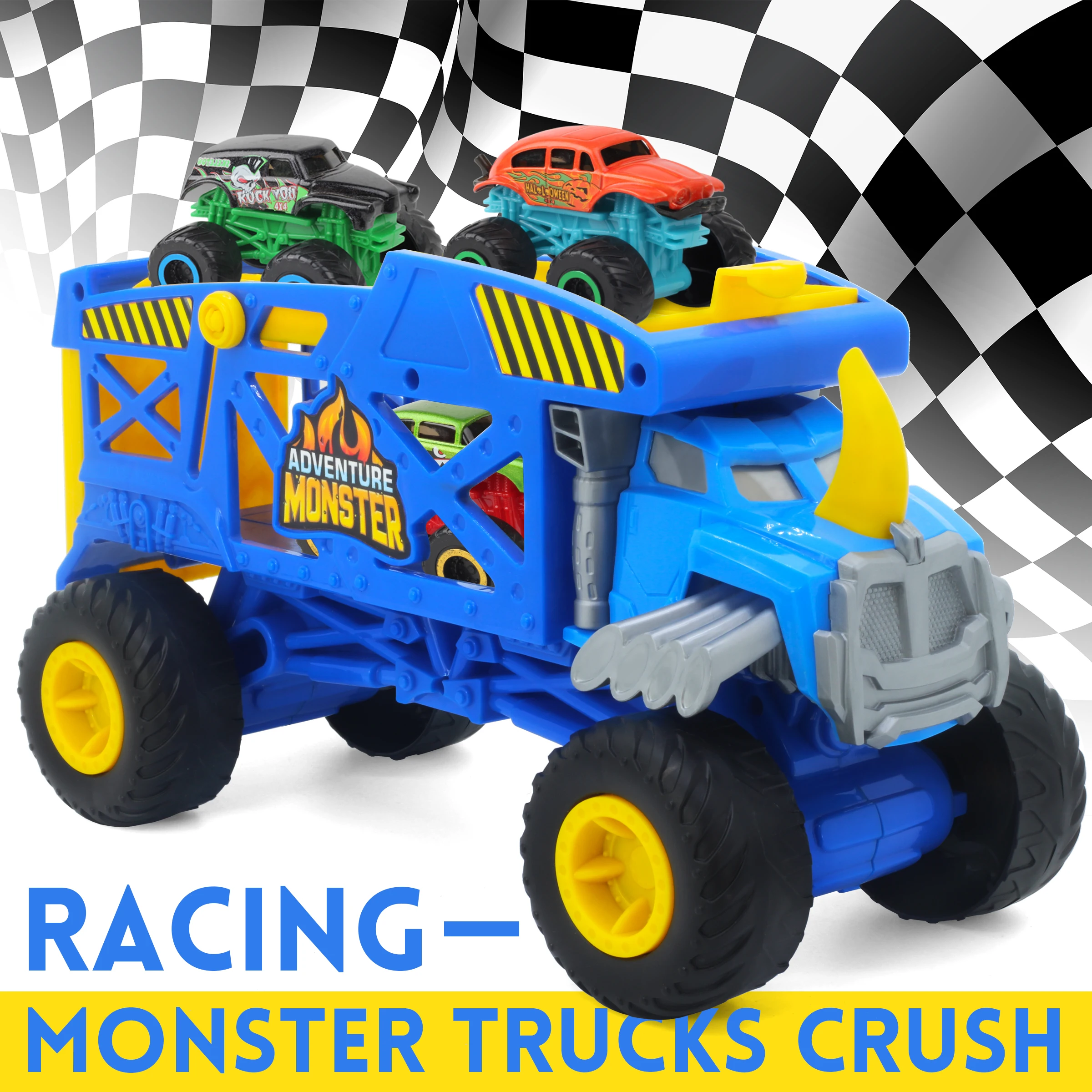 Sunq Factory Cheap Transport Carrier Car Toy Includes 3Pcs Alloy Off Road Vehicle Monster Truck For Kids