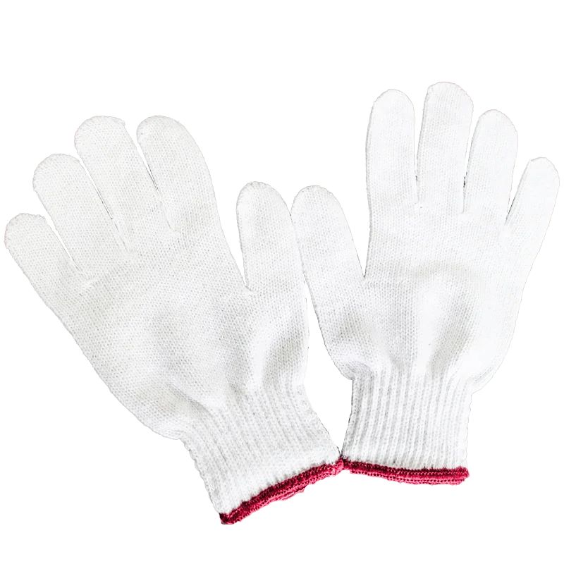 Высококачественные трикотажные защитные рабочие перчатки из натурального белого полихлопка для мужчин и женщин