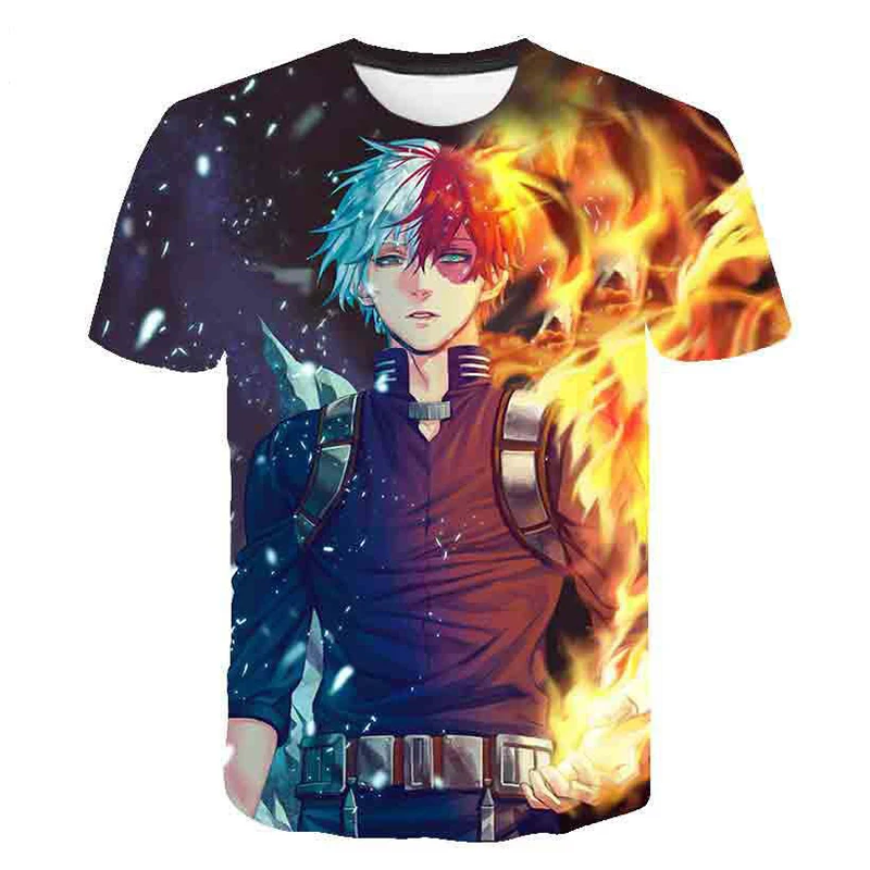 Summer adult size High quality polyester cotton blend 3D digital printing T-shirt My Hero Academia T shirt anime hats