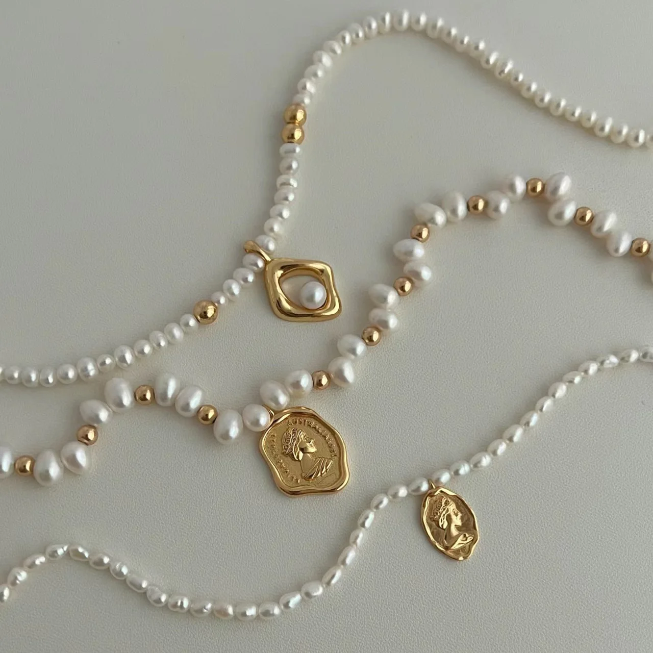 Customised freshwater pearl necklace gold plated pearl jewelry making diy necklace for women