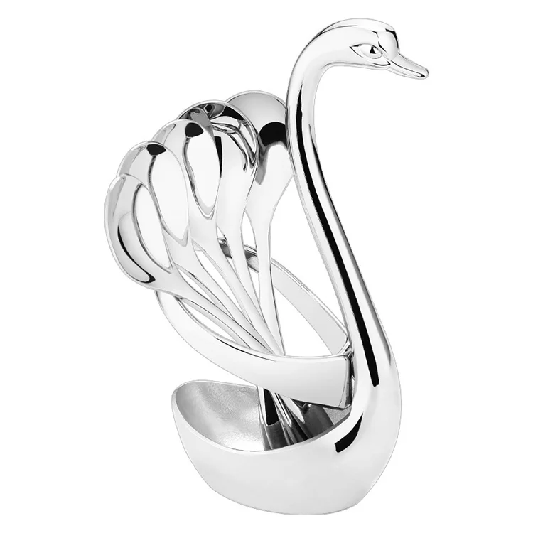 Gift Tableware Spoon Swan Spoon Set Fruit Fork Coffee Dessert Fork Sets Design Stainless Steel Creative Zinc Alloy New Box Metal