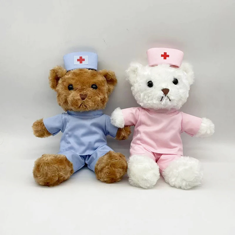 30cm Customized Doctor Bear Stuffed Animal Teddy Bear Toy Stuffed Nurse Teddy Bear  Gift