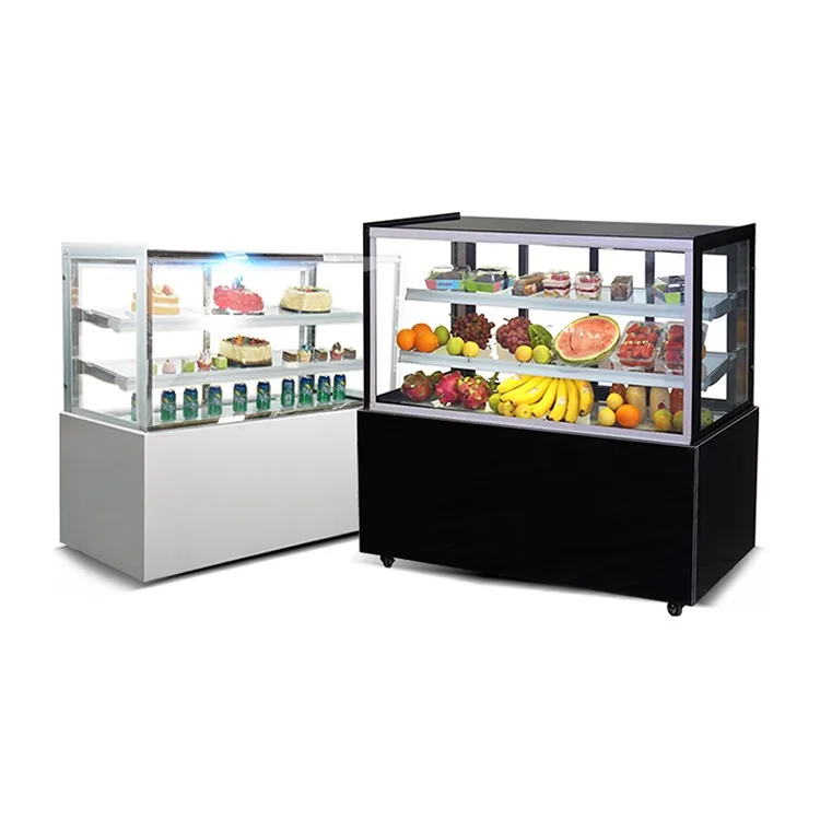 3 Layers Glass Door Curved Shape Portable Air-cooled Square Cakes Display Refrigerators Counter Top Bakery Showcase