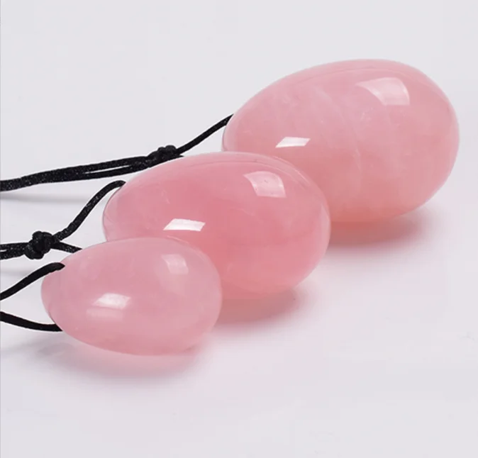 Wholesale Natural Vaginal Exercise Pink Rose Quartz Jade Yoni Eggs In Gift Set
