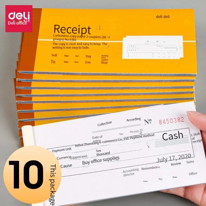 Deli 6055 receipt single hand handwritten carbonless copy paper