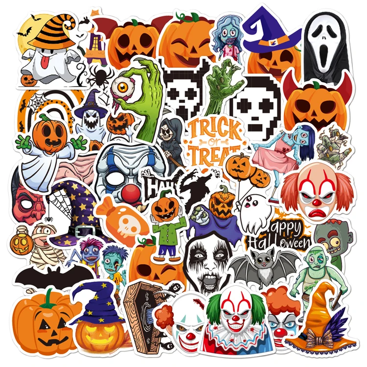 Wholesale Suitcase Notebook Window Decoration Custom Vinyl Sticker Waterproof Horror Self Adhesive Halloween Sticker