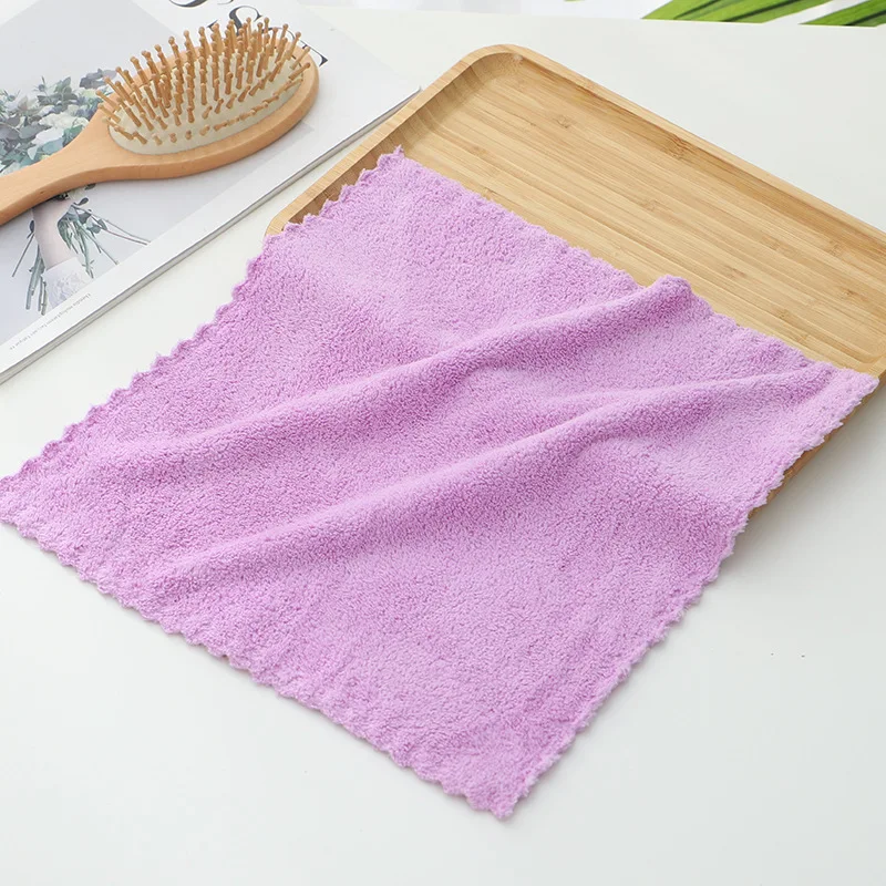 Wholesale Microfiber 30x30cm Quick Drying Terry loop Face Towel Face Napkins Cheap Cleaning Cloth Coral Fleece Kitchen Towel