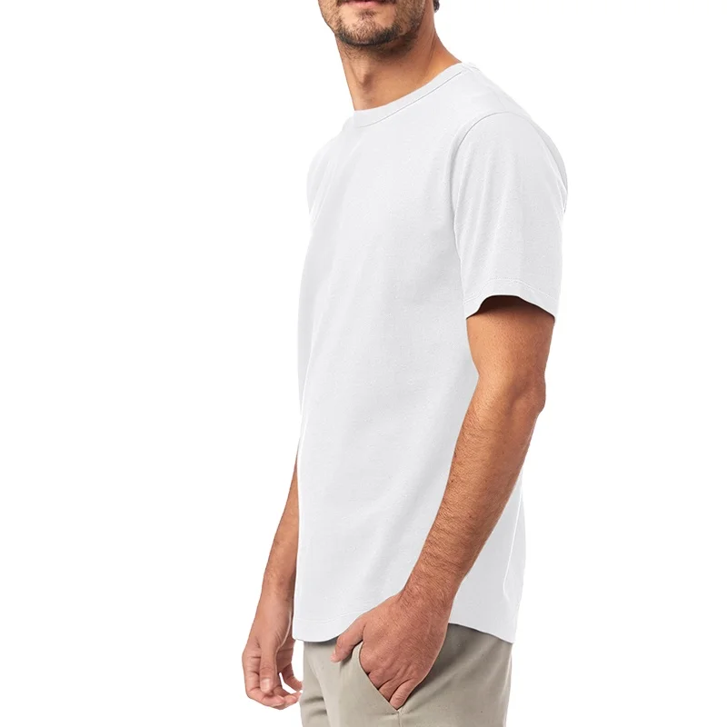 
55%hemp/45%cotton crewneck hemp blend fitted men white t shirt 