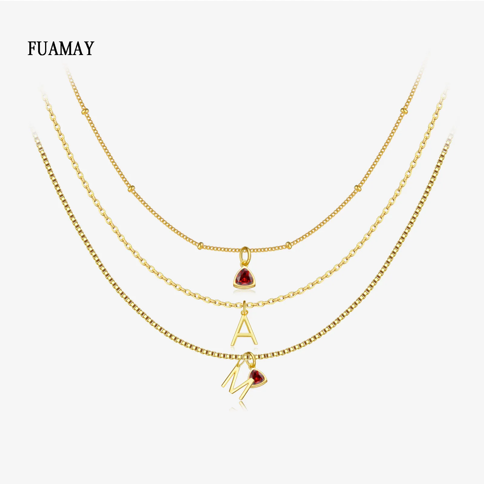 FUAMAY 925 Sterling Silver Designer Necklace Pendants & Charms 12 Color August Birthstone Pendant